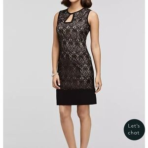 R&M Richards Black and Cream Sheath Mini Dress Size 16.